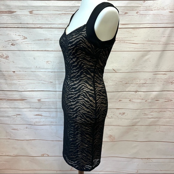 Laundry Shelli Segal Tiger Zebra Striped Mesh Little Black Dress LBD - Picture 8 of 11